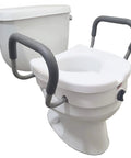Raised Toilet Seat With Handles Five Inch Riser With Arms For Seniors Safe Stable Comfort Up To 300 Lb Capacity E Z Lock Base