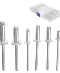 180 Piece Aluminum Blind Rivets Assortment Kit For Tools And Home Improvement With Corrosion Resistance Sturdy Lightweight Design Pro Grade Pop Rivets And Flat Rivets For DIY Projects Great For Repairs And Crafting, assorted sizes in case