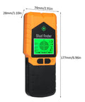 Stud Finder Wall Scanner 6 In Stud Detector With Lcd Display Alarm Magnet For Wood Metal Ac Wire Detection In Wall Installation (Orange) with measurement labels.
