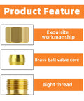 GASHER brass compression tube fittings set, 1/4 in tube OD, 10 pcs; shows brass nut, valve core, and threaded fitting