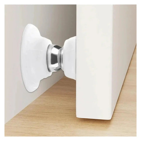 Silicone Magnetic Door Stopper That Holds Strong And Silent With Anti Collision Features For A Quiet Home Setup Gray Color Perfect For Hotels mounted on a door edge.