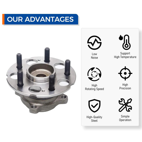 Rear Wheel Hub Bearing Assembly Fits 2010 2011 Honda Accord Crosstour, 2007 2011 CR-V, 2012 2015 Crosstour, 5 Lug, Rear FWD Only