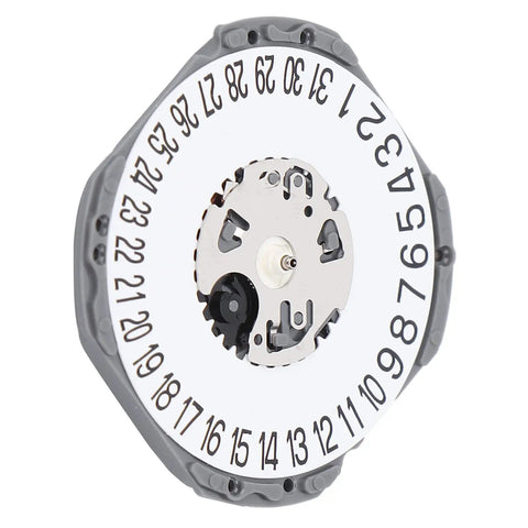 Side view of VJ42 Automatic Watch Movement With Date Function showing date ring and gear mechanism for DIY repair