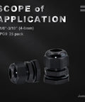Heavy Duty Waterproof Adjustable Cable Gland Set 1/2 To 5/8 Inch 12-16mm PG19 Nylon Plastic Cable Glands Joints With Gaskets For Rugged Wire Protection In Outdoor Electrical Boxes