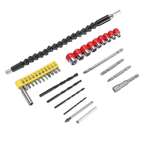 32Piece Pro Grade Drill Bits And Socket Set With Stainless Steel Heads, Flexible Extension Shaft for DIY projects