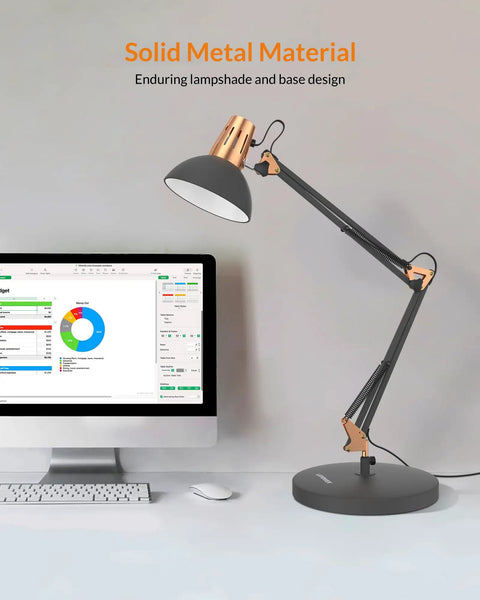 Rock Solid Metal Desk Lamp With Swing Arm And Clamp For Home Office Reading Light Built Tough Base Adjustable Task Lighting That Hits Different On Any Modern Workspace Desk