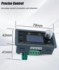 Front view of ZK-SMC04 stepper motor controller with LCD display, CW/CCW knobs, run/stop button, green terminal block