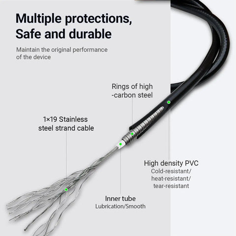 Power Rake Activation Cable Replacement For Husqvarna BG22 DT18 DT22 Dethatcher, 46.5 Inch, cutaway view showing construction details.