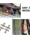 Built Tough Stainless Steel Kayak Rail Track Screws and Nuts Replacement Kit shown on kayak rail with close-up view.