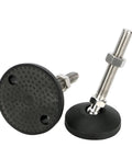 Solid As A Rock Adjustable Leveling Feet Set Of Eight M16 Swivel Table Leg Extenders with nylon bases and stainless steel threads.