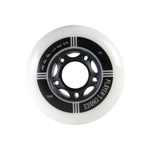 Indoor Roller Hockey Wheel Set 78A 76mm with hybrid ceramic bearings, designed for smooth speed and durability on indoor rinks.