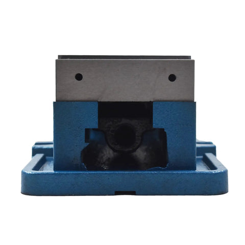 Heavy Duty Four Inch Bench Clamp Vise With Rock Solid Grips For Milling And Drilling Machines Built From Tough Grey Cast Iron angled view