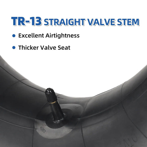 Two Pack 23x8.5-12 23x9.5-12 23x10.5-12 Butyl Inner Tubes With TR13 Valve Stem showing valve detail