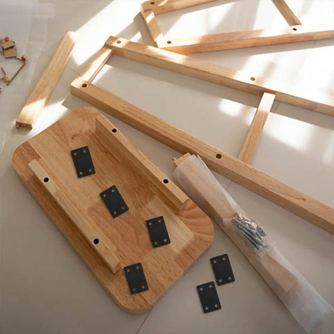 Wooden furniture parts with six-pack stainless steel flat joining plates for wood furniture, straight metal brackets with stable support and easy install