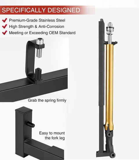 Must Have Adjustable Motorcycle Fork Spring Compressor Tool Kit with high strength steel for safe fork maintenance