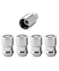Chrome Cone Seat Wheel Lock Set Of 4 M12x1.5 With Cone Seat Nuts, Dual 19mm And 21mm Hex, Includes 1 Key For Steel Or Aluminum Wheels Lock Down Your Rims With Confidence