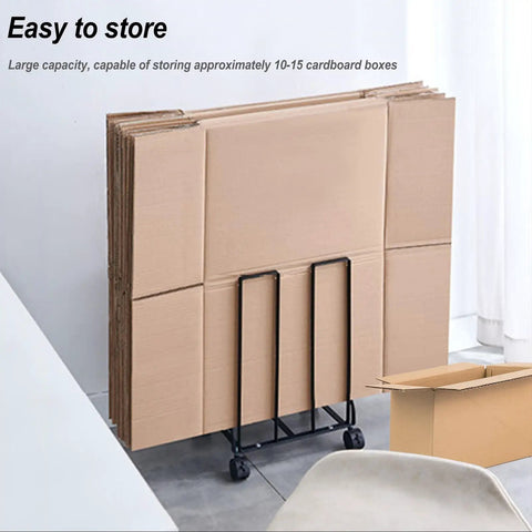 Carton Stand For Boxes With Swivel Wheels And Locking Casters On The Go Portable Cardboard Storage Cart in use holding boxes
