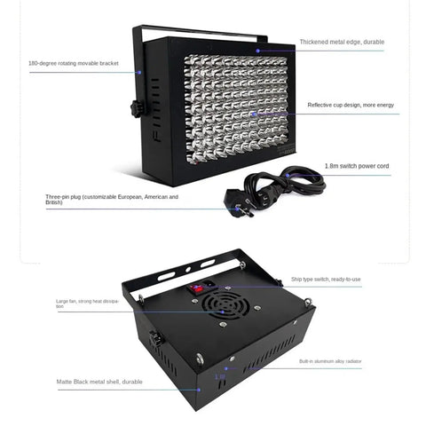 Built Tough 2000W Led Uv Curing Lamp That Hits Hard For Fast Resin Curing And Gel Polish Drying With 365Nm To 405Nm Range For Quick Print Shop Setup, featuring reflective cup design and movable bracket.