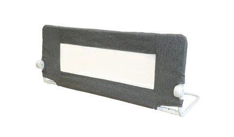 Deluxe Denim Bed Rail for Toddlers, Grey, 100 Cm Wide by 40 Cm High, Safe Bed Gate for Kids, side view of bed safety barrier