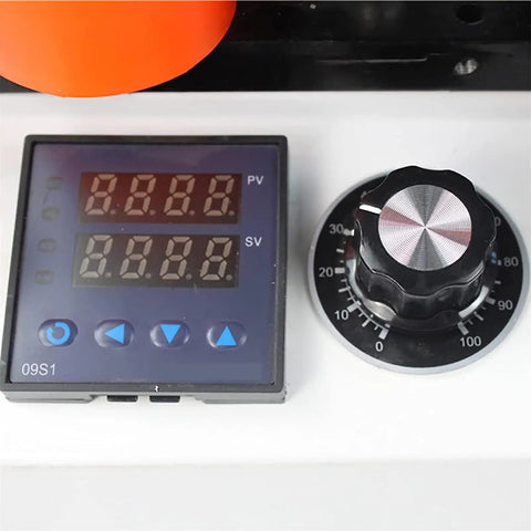 Close-up of control panel and dial on Portable Edge Bander For Woodworking With Double Sided Adhesive System Pro Grade Edge Bander Machine