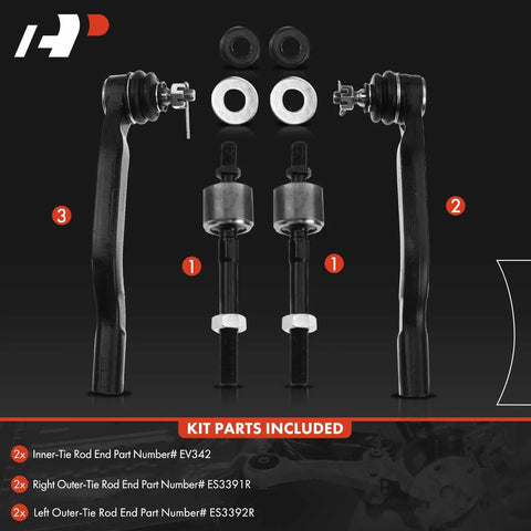 Set Of Four Front Inner And Outer Tie Rod End Kit Replacement For Acura CL Honda Accord Odyssey Isuzu Oasis Fixes Loose Steering And Uneven Tire Wear For Safer Driving front suspension parts kit