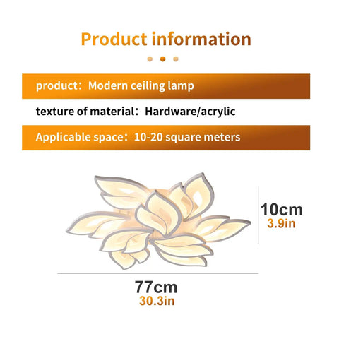 Dope Modern LED Ceiling Light Dimmable Flower Shape Flush Mount 9 Head Acrylic Petals Chandelier Lighting size and material