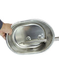 Heavy Duty Stainless Steel Pig Waterer Bowl With Nipple Feeder For Hog Sows Swine And Piglets Rustproof Farm Livestock Cup held in hand