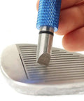 Golf Groove Sharpener Pro Grade For Wedges And Irons Portable Club Groove Cleaner And Grinder For U And V Grooves in use on club face