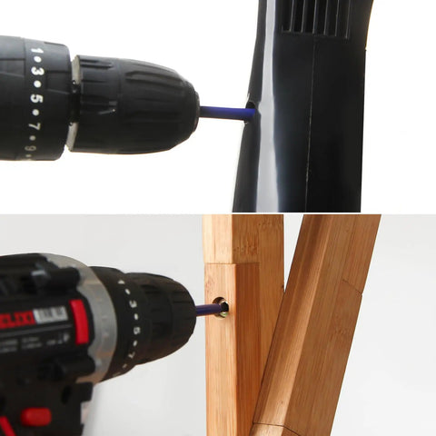 Rock Hard Impact Security Torx Bit Set Includes Twelve Premium S2 Steel Driver Bits With Bulletproof Magnetic Tips in use with a drill on wood and plastic.