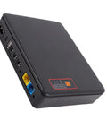 Compact Mini Ups Battery Backup With 20800Mah Capacity side view showing ports for USB and DC connections.