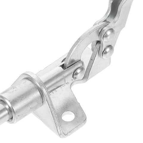 Close-up of 4 Piece Heavy Duty Toggle Clamps Set Iron Push Pull Fixed Workholding Devices For Woodworking And Welding Fixtures