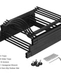 Heavy Duty 4 Tier Water Jug Rack for 5 Gallon Jugs Detachable black metal parts shown with screws and wrench