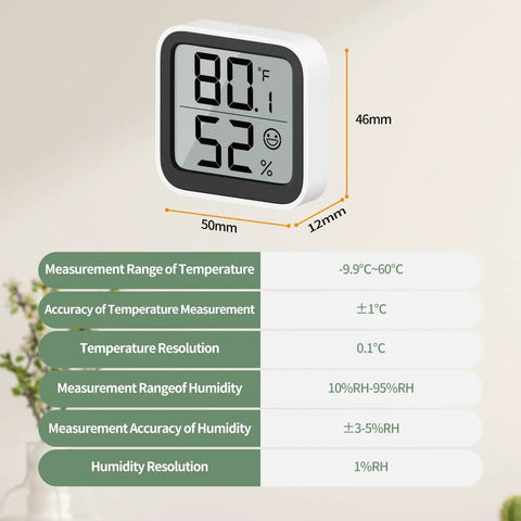 Must Have Indoor Thermometer Humidity Meter With Mini Hygrometer, Easy Room Temperature Monitor With Face Comfort Indicator, Celsius Fahrenheit Switch, Ideal For Baby Rooms, Greenhouses, Offices, And Living Rooms. 46x50x12mm digital hygrometer