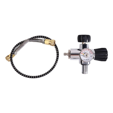 M18x1.5 DIN Valve Scuba Adapter For Paintball Fill Station With High Pressure Gauge 4500 PSI For HPA And PCP Air Tanks Stainless Steel