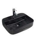 USZWBY Vessel Sinks Bathroom Vessel Sink Black Ceramic Countertop Basin Hotel Wash Bathroom Bowl Sink with faucet view.