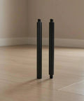 Heavy Duty Black Industrial Connector Lamp Post Kit 40cm Rod Tube Shaft With 1/4 Threaded Ends For Secure DIY Craft Rebuilding and Solid Metal Assembly Fit, two black metal rods.