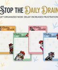 Chicken Themed Sticky Notes Set 4x6 Inches 200 Sheets Total Cute Rooster Paw Print Design Funny Animal Stationery displayed