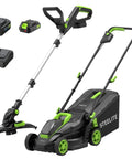 Cordless Lawn Mower And String Trimmer Combo For Small Yards With Dual Batteries And Extra Spools No Fuss Kit 13 Inch Mower And 12 Inch Trimmer Includes Charger And Spare Spools For Easy All In One Yard Care, mower and trimmer set