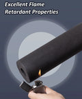 Insulation Foam Tube for Pipes and Gear One Inch Inner Diameter and One Thirteen Thirty Second Inch Outer Diameter Six Feet Long Budget Friendly Gig Ready Lightweight and Flexible Foam Tubing for AC Units and Guitar Stands Flame Retardant Easy Fit, showing flame retardant property with lighter.
