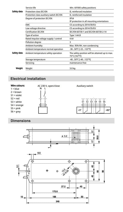 Heavy Duty Bf230 Return Actuator For Fire Dampers Delivering Smooth 90 Degree Swing No Hassle Setup Long Service Life Built Tough To Handle The Grind Every Day