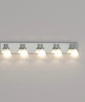 Hudson 5 Light Bathroom Vanity Fixture In Chrome With White Opal Glass Damp Rated For Bathrooms mounted on wall