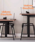 Level Up Your Home Office Game With This Rock Solid 55 Inch Manual Standing Desk Packed With A Pull Out Keyboard Tray And Four Easy Height Adjustments So You Can Switch Between Sitting And Standing Without Breaking A Sweat showing height adjustments 67cm and 82cm.