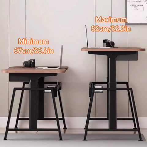 Manual Height Adjustable Standing Desk With Keyboard Tray, Four Level Sit Stand Workstation featuring height adjustment measurements.