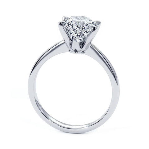 Lab Grown Diamond Engagement Ring Round Cut Solitaire In 14K White Gold, D Color, VS1 VS2 Clarity, 3 Carat, 4 Prong Setting