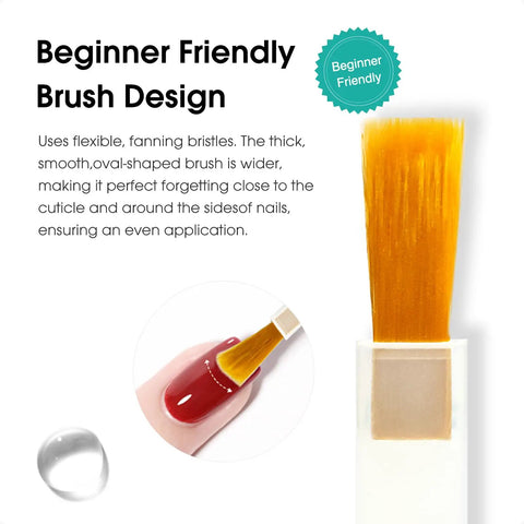 Beginner friendly wide brush for matte gel top coat and base coat set no wipe for long lasting chip resistant mani at home kit.