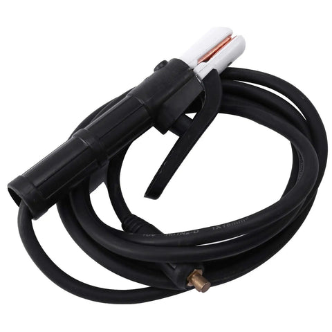Heavy Duty Welding Clamp Electrode Holder With 10 Foot Cable Designed For Stick Welding Jobs features black cable and grooved jaws.