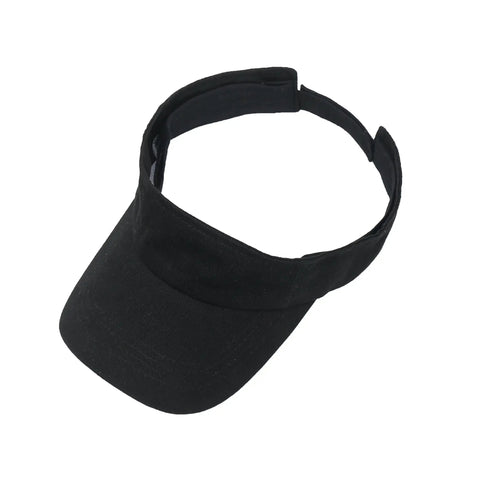 Sport Sun Visor Baseball Cap Adjustable Empty Top Cotton Hat For Men And Women Dark Black UV Protection Lightweight One Size Fits Most
