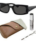 RB4395 Square Round Shape Non Polarized Sunglasses With Dark Grey Lenses For Men And Women Includes Official Eyewear Kit