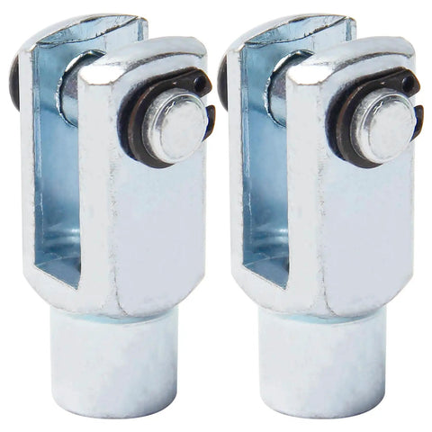 Two Pack Air Cylinder Rod Clevis End Fittings, 40mm Length, M8x1.25 Female Thread, Y Connector, Iron Construction, Durable And High Strength, Easy To Install, Perfect For Pneumatic Systems, DIY Projects, And Machinery. Two silver pneumatic clevis end fittings