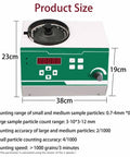 SicwEDIM Automatic Seed Counter With LED Display Microcomputer Control Adjustable Speed, showing product dimensions and controls.